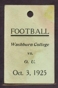 1925 Ottawa University Football Ticket ORIGINAL - Picture 1 of 2