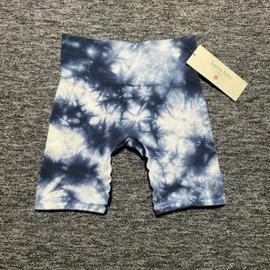 Sweaty Betty Seamless Yoga Shorts Size XS Blue Tie Dye 4in High Rise Pilates New - Picture 1 of 6