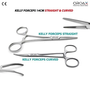 2pc Straight & Curved Hemostat Forceps 14cm Tissue Handling VET Locking Clamps - Picture 1 of 3