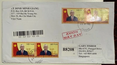 Vietnam 2023 Reg Cubierta a Espore cw 2 Pares Vo Van Kiet y Blk10 Rat Año. Usado Foto 1 de 4