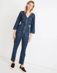Madewell l Denim Patch Pocket Coverall Jumpsuit in Amfield Wash ST. MA601 SMALL - Picture 1 of 16