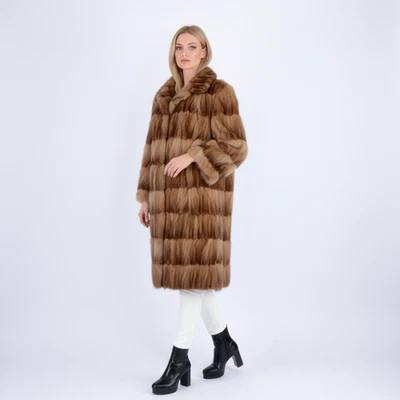 1072 Real Russian Sable Fur Coat Genuine Luxury Vintage Sobol Elegant Women XL - Image 1 of 4