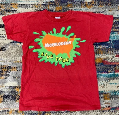 Camiseta de Colección Años 90 Nickelodeon Live Tour Dibujos Animados Slime Puntada Única, Niños L Foto 1 de 4