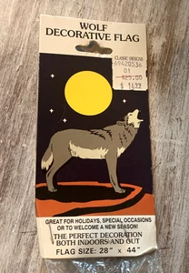 NUEVO De Colección 1994 Howling Lone Wolf Moon Bordado Exterior Interior Bandera 44 X 28 NCE - Imagen 1 de 6