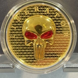 Moneda de Plata 1 Oz Lado Oscuro 2021 THE LIBERTADOR Prueba de Calavera Plata/Esmalte Ojos - Imagen 1 de 6