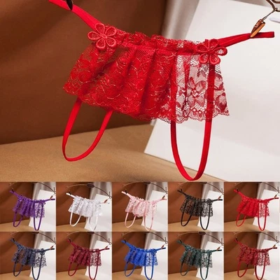 Frauen Sexy Spitze Dessous Slips Offener Schritt Thongs G String Unterwäsche - Bild 1 von 4
