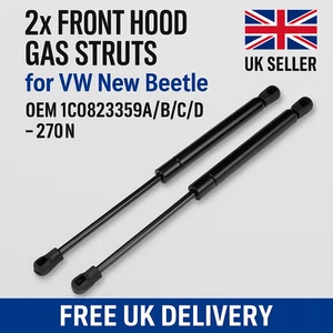 2x Bonnet Gas Struts for VW New Beetle – OEM 1C0823359A/B/C/D 270N 677mm Pair - Picture 1 of 2