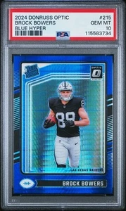 Brock Bowers 2024 Donruss Optic Rookie #215 "Blue Hyper" - PSA 10 - GEM MINT - Picture 1 of 2