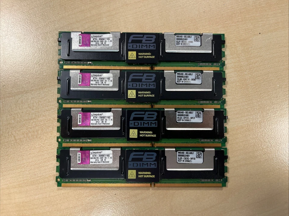 4x Kingston KTH-XW667/16G PC2-5300F 8GB 2Rx4 DDR2 ECC Server Memory Modules - Bild 1 von 1