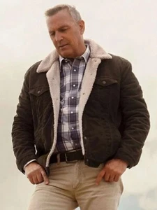 Kevin Costner Let Him Go Herren Kollektion Lammfell Lederjacken - Bild 1 von 2