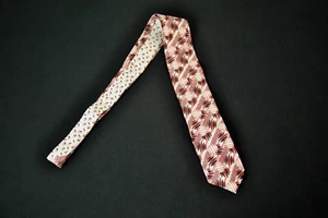Prada Silk Tie Narrow Mid Century Print Rust Black White 11024RB - Picture 1 of 7