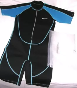 Kids Boys 12 Seaskin Wetsuit Shorty 2mm Swim Lessons A0-21-096-DW007-BK-5067 NEW - Picture 1 of 8