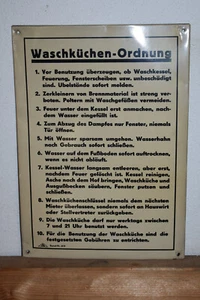 Altes Blechschild Waschküchen-Ordnung,Mietshaus,Keller,Waschhaus,Retro,Vintage - Bild 1 von 2