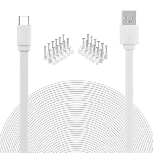 Câble USB vers USB C pour Caméra de Sécurité Type C Cordon de Charge 33FT/10M Plat Long P - Photo 1 sur 12