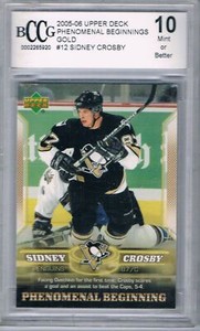 2005-06 UPPER DECK PHENOMENAL BEGINNING GOLD VERSION # 12 SIDNEY CROSBY BCCG 10