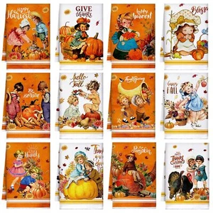 12 Pcs Fall Kitchen Towels Vintage Pumpkin Harvest Decoration Fall Hand Dish ... - Picture 1 of 6