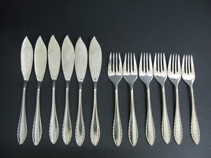 Decoración Art Deco cubiertos de pescado 6 personas 12 piezas plata años 90 EXCELENTE - Imagen 1 de 4