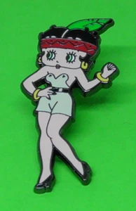 Betty Boop Character Small Enamel Pin Badge Leaf in Hair Band Headdress Outfit - Picture 1 of 6