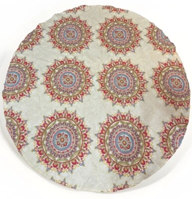 Pottery Barn Mandala Round Tablecloth Cover 4 Napkins Set 58" Round Cottage - Image 1 of 4