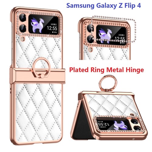 Leather Ring Holder Case For Samsung Galaxy Z Flip4 5 Z Flip3 ShockProof Cover