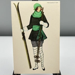 MELA KOEHLER WIEN Winter Sports FASHIONISTA LADY Skiing ARTIST POSTCARD BKW 2713 - Picture 1 of 5