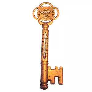 Vtg Metal Key Advertising Wall Thermometer - Dickson Pharmacy Amarillo, TX WORKS - Picture 1 of 8