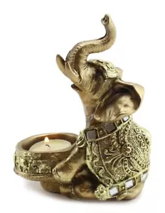 Gold 6" Thailändischer Elefant Buddha Wraps Weihrauch Brenner Halter Glücksfigur - Bild 1 von 6