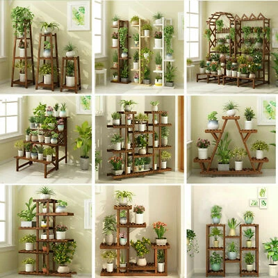 Большая/маленькая деревянная подставка для растений подставка для цветов садовый горшок стойка для дома  - Изображение 1 из 4