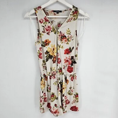 Womens Ambiance Apparel Romper White Floral Sleeveless Size S - Image 1 of 4