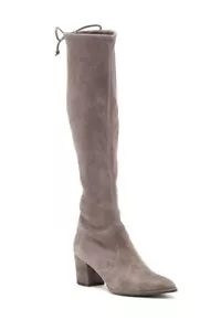 NUEVO $798+ Stuart Weitzman Mujer Cleveland Bota Hasta la Rodilla Gamuza Gris 9 M - Imagen 1 de 12