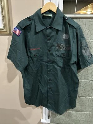 Boy Scout Venture Explorer Green Short Sleeve Mens Large UNIFORM SHIRT #35 - Image 1 of 4