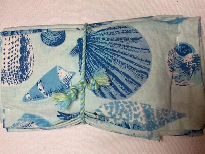 APRIL CORNELL NAPKINS (6) BLUE SHELLS 16X16 100% COTTON NIP