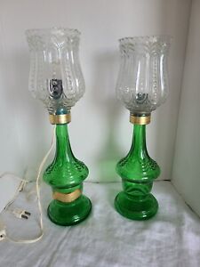 EXCELLENT ÉTAT."Lampe de bouteille de vin Chianti" abat-jour en verre transparent;& PORTE-BOUGIE ASSORTI