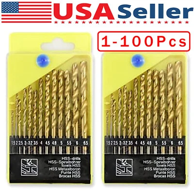 13Pcs HSS Titanium Coated Twist Drill Bit Set 1.5-6.5mm Hex Shank For wood Metal - Image 1 of 4