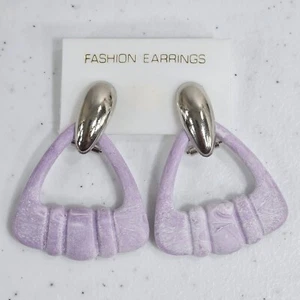 Vintage Mode Ohrringe Lila Hartplastik Hänger Statement Clip On Neu - Bild 1 von 13