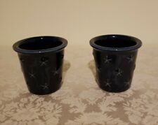 Vintage Longaberger 3" Blue Stars Pottery Votive Candle Holders Usa Set of 2