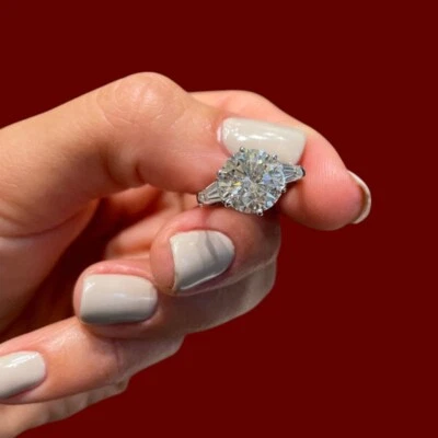 Diamond Engagement Ring Solid 950 Platinum IGI Lab Grown 3.50 Ct Round Cut - Image 1 of 4