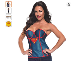 Rubie's Women's DC Comics Supergirl Corset with Fishnet Overlay, Blue/Red, Large