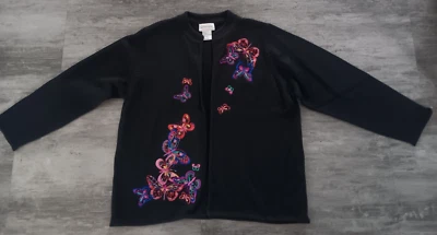 Cárdigan para mujer Victor Costa frente abierto bordado con cuentas mariposas talla L Foto 1 de 3