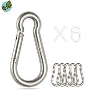 6 Pack 304 Stainless Steel Carabiner Clip Snap Hook For Chains Ropes Fishing - Picture 1 of 8