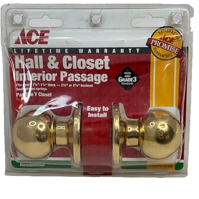 Ace Interior Locking Hall & Closet Door Knob, Polished Brass - Image 1 of 4