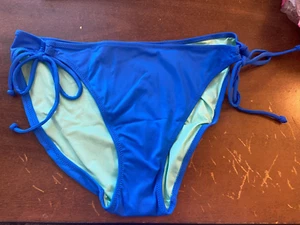 Victoria's Secret Frankie String Bikini Bathing Suit Bottoms Blue LARGE - Picture 1 of 3