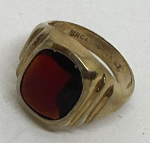VINTAGE UNCAS 10K GOLD GEFÜLLT ROTER STEIN HERRENRING 6 1/4 - Bild 1 von 10