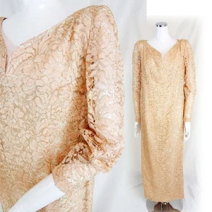 Used Large Pink Lace Dress Long Adult XL Performance Concert Recital - Picture 1 of 10