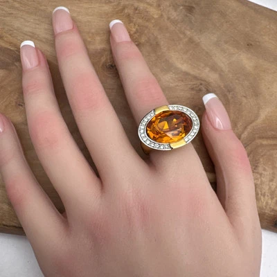 Joan Rivers Citrine Color & CZ Gold Tone Ring Sz 8 Foto 1 de 4