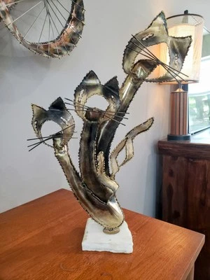 Figura De Colección Tres Gatos Curtis Jere Brutalista Danés Estilo Moderno Mediados de Siglo  Foto 1 de 4