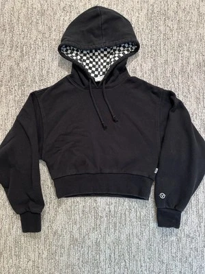 Sudadera con Capucha Vans Crop Para Mujer XS Manga Larga Gráfico Logo Cuadros Negra  Foto 1 de 4