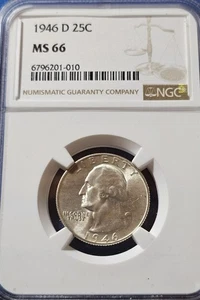 A 1946 D Washington Quarter NGC MS66!!! - Picture 1 of 2