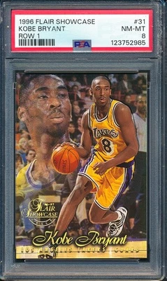 1996 Flair Showcase Row 1 #31 KOBE BRYANT Rookie RC Los Angeles Lakers ~ PSA 8 - Image 1 of 2
