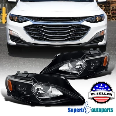 For 2019-2024 Chevy Malibu Black Halogen Projector Headlights Pair L+R Foto 1 de 4